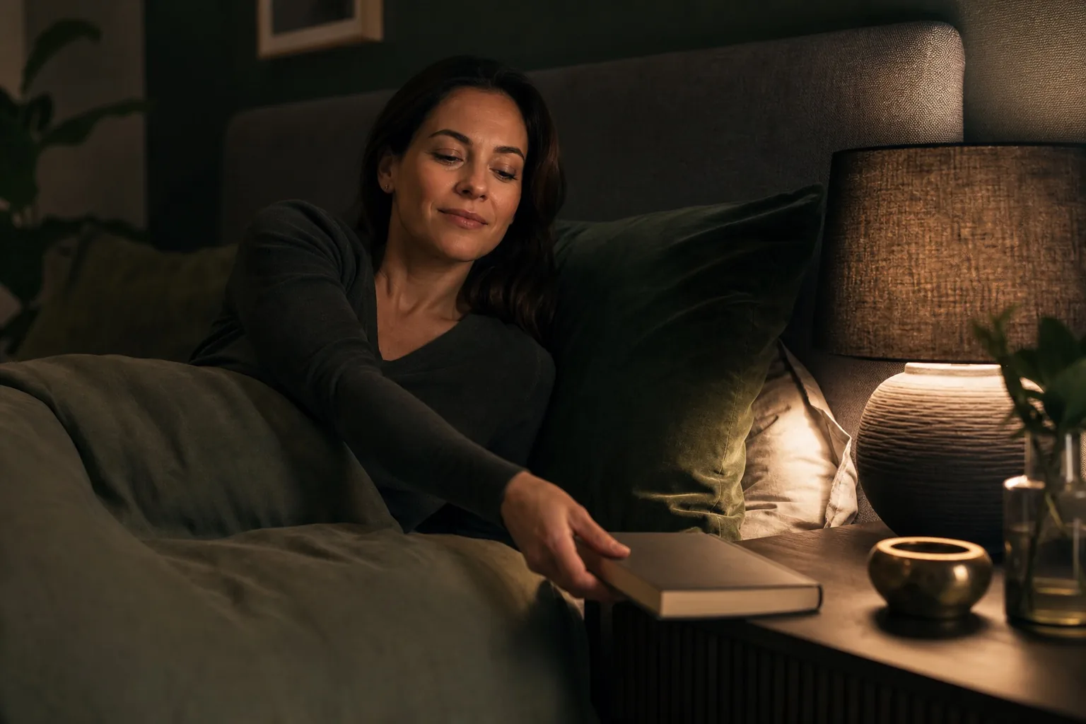Chambre apaisée et rituel du coucher, illustrant le retour d'une association naturelle avec le repos